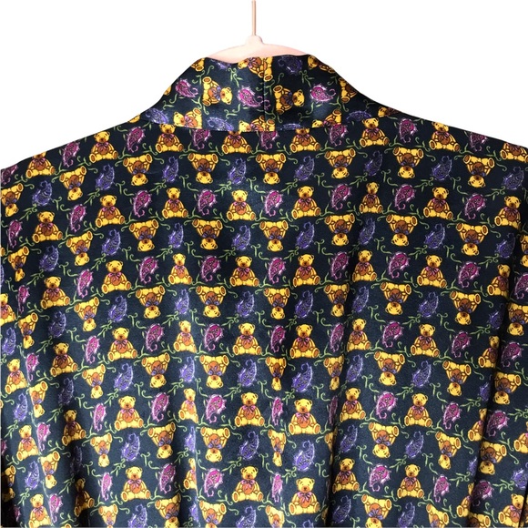 Versailles The Bay Vintage Satin Silky Bathrobe Robe Lingerie Lounge Teddy Bears - Picture 12 of 15